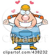 Royalty Free RF Clipart Illustration Of A Plump Female Builder With Open Arms