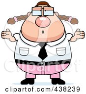 Royalty Free RF Clipart Illustration Of A Careless Plump Nerdy Businesswoman Shrugging by Cory Thoman