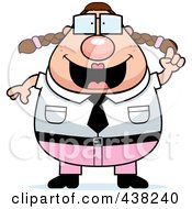 Royalty Free RF Clipart Illustration Of A Plump Nerdy Businesswoman With An Idea