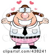 Royalty Free RF Clipart Illustration Of A Plump Nerdy Businesswoman With Open Arms