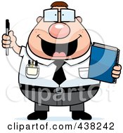 Poster, Art Print Of Plump Nerdy Businessman Holding A Pen And Notebook