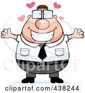 Royalty Free RF Clipart Illustration Of A Plump Nerdy Businessman With Open Arms