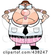 Royalty Free RF Clipart Illustration Of A Plump Nerdy Businesswoman Waving Her Fists by Cory Thoman