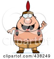 Royalty Free RF Clipart Illustration Of A Plump Native American With An Idea