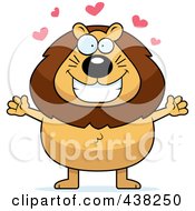 Poster, Art Print Of Loving Plump Lion With Open Arms