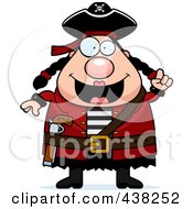 Royalty Free RF Clipart Illustration Of A Plump Female Pirate With An Idea