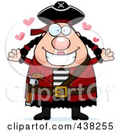 Royalty Free RF Clipart Illustration Of A Plump Female Pirate With Hearts And Open Arms