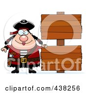 Royalty Free RF Clipart Illustration Of A Plump Female Pirate By Blank Signs