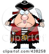 Poster, Art Print Of Plump Female Pirate Holding Up A Fist And Sword