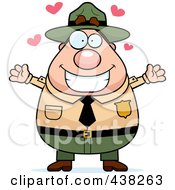 Plump Male Forest Ranger With Open Arms