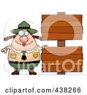 Poster, Art Print Of Plump Female Forest Ranger With Blank Signs
