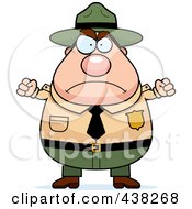 Poster, Art Print Of Plump Male Forest Ranger Waving His Fists