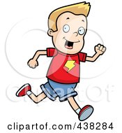 Royalty Free RF Clipart Illustration Of A Blond Boy Running Upright