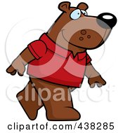 Poster, Art Print Of Bear Wearing A Red Shirt And Walking Upright