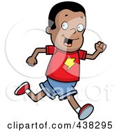 Royalty Free RF Clipart Illustration Of A Black Boy Running Upright