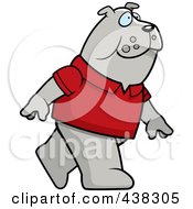 Poster, Art Print Of Bulldog Wearing A Red Shirt And Walking Upright