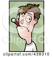 Poster, Art Print Of Sick Man With A Thermometer In His Mouth