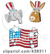 Poster, Art Print Of Digital Collage Of A Republican Elephant Democratic Donkey And American Flag