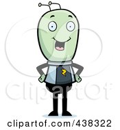 Royalty Free RF Clipart Illustration Of A Green Alien Standing With His Hands On His Hips by Cory Thoman