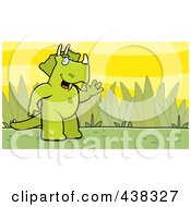 Poster, Art Print Of Friendly Triceratops Standing Upright And Waving