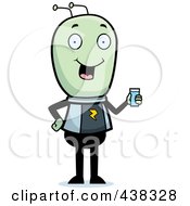 Green Alien Holding A Glass Of Water