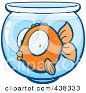 Royalty Free RF Clipart Illustration Of A Surprised Goldfish In A Bowl by Cory Thoman
