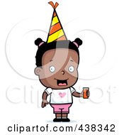 Black Girl Wearing A Party Hat And Holding Juice