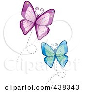 Poster, Art Print Of Flying Blue And Purple Butterflies