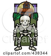 Poster, Art Print Of Skeleton By A Haunted House