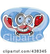 Royalty Free RF Clipart Illustration Of A Happy Red Crab In Blue Water by Cory Thoman
