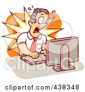 Poster, Art Print Of Mad Businessman Working On A Computer