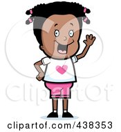Royalty Free RF Clipart Illustration Of A Cute Black Girl Waving