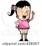 Royalty Free RF Clipart Illustration Of A Black Haired Girl With An Idea