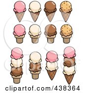 Royalty Free RF Clipart Illustration Of A Digital Collage Of Ice Cream Cones by Cory Thoman