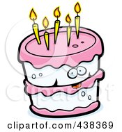 Royalty Free RF Clipart Illustration Of A Birthday Cake Character With Five Candles