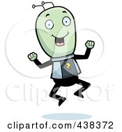 Royalty Free RF Clipart Illustration Of A Green Alien Jumping