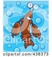 Royalty Free RF Clipart Illustration Of A Crayfish In Blue Water