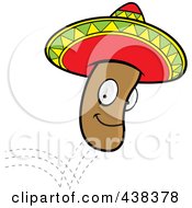Royalty Free RF Clipart Illustration Of A Mexican Jumping Bean Wearing A Sombrero