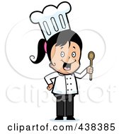 Royalty Free RF Clipart Illustration Of A Chef Girl Holding A Spoon