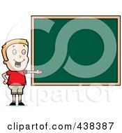 Poster, Art Print Of Blond Boy Presenting A Chalk Board
