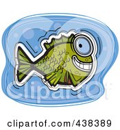 Poster, Art Print Of Green Fish In Blue Water