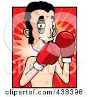 Royalty Free RF Clipart Illustration Of A Black Eyed Boxer Over Red Rays by Cory Thoman
