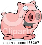 Royalty Free RF Clipart Illustration Of A Happy Pig Sitting