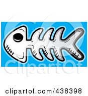 Royalty Free RF Clipart Illustration Of A Fishbone Over Blue by Cory Thoman