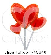 Clipart Illustration Of 3d Red Heart Shaped Suckers