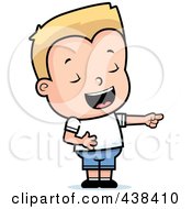 Royalty Free RF Clipart Illustration Of A Blond Boy Pointing And Laughing by Cory Thoman