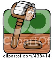 Royalty Free RF Clipart Illustration Of A Gavel Character Wearing A Wig