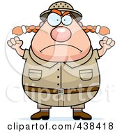 Royalty Free RF Clipart Illustration Of A Plump Female Safari Ranger Waving Her Fists by Cory Thoman