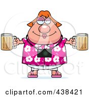Royalty Free RF Clipart Illustration Of A Plump Female Tourist Holding Beer by Cory Thoman