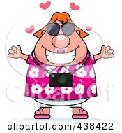 Poster, Art Print Of Plump Female Tourist With Open Arms